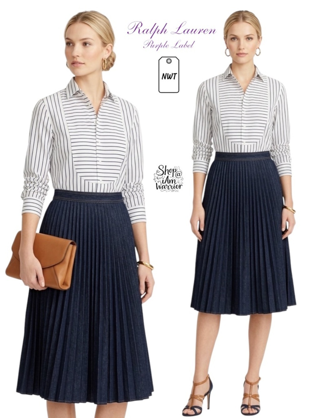 Ralph Lauren Purple label NWT pleated denim skirt *shop@iamwarrior
